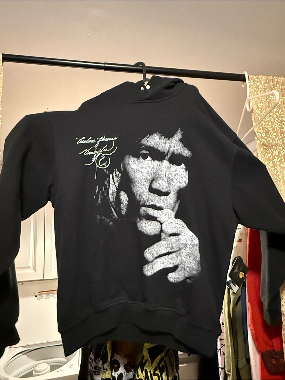 Darc Sport Black Pullover Hoodie with Large Monochrome Portrait Print